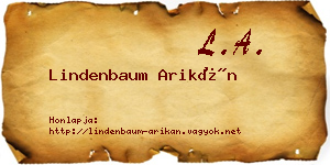 Lindenbaum Arikán névjegykártya